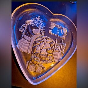 VTG Mikasa Crystal Christmas Dream Heart-Shaped Clear Glass/ Serving Tray/Dish